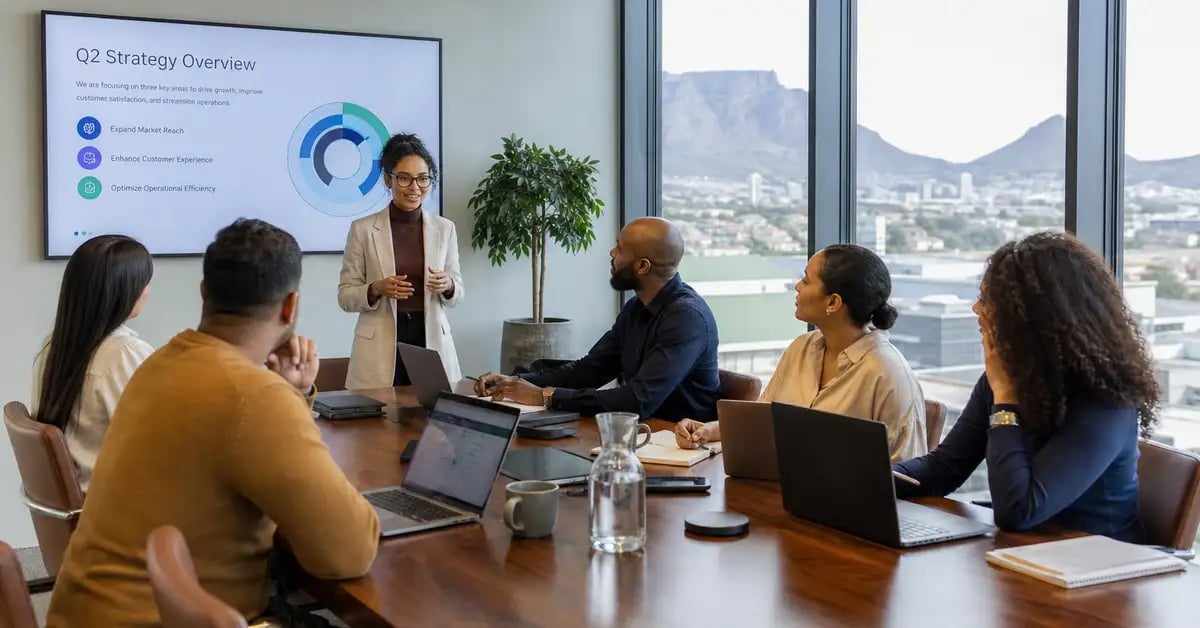 Professional team meeting in a modern office