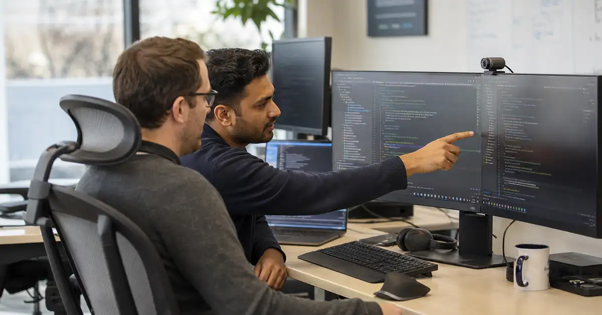 CTO reviewing offshore team performance metrics on a dashboard