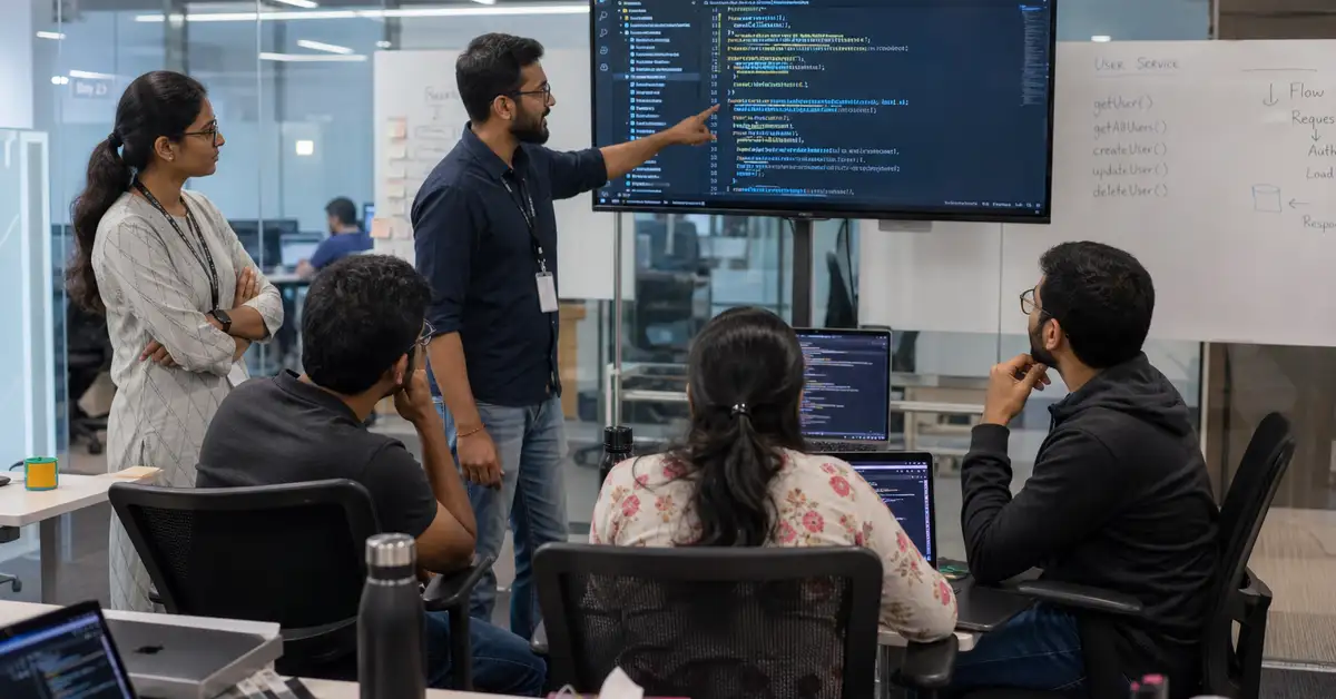 Software development team collaborating in Bangalore India office