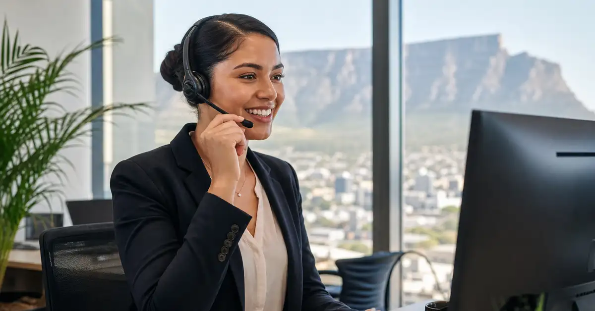 Professional customer service representative providing technical support