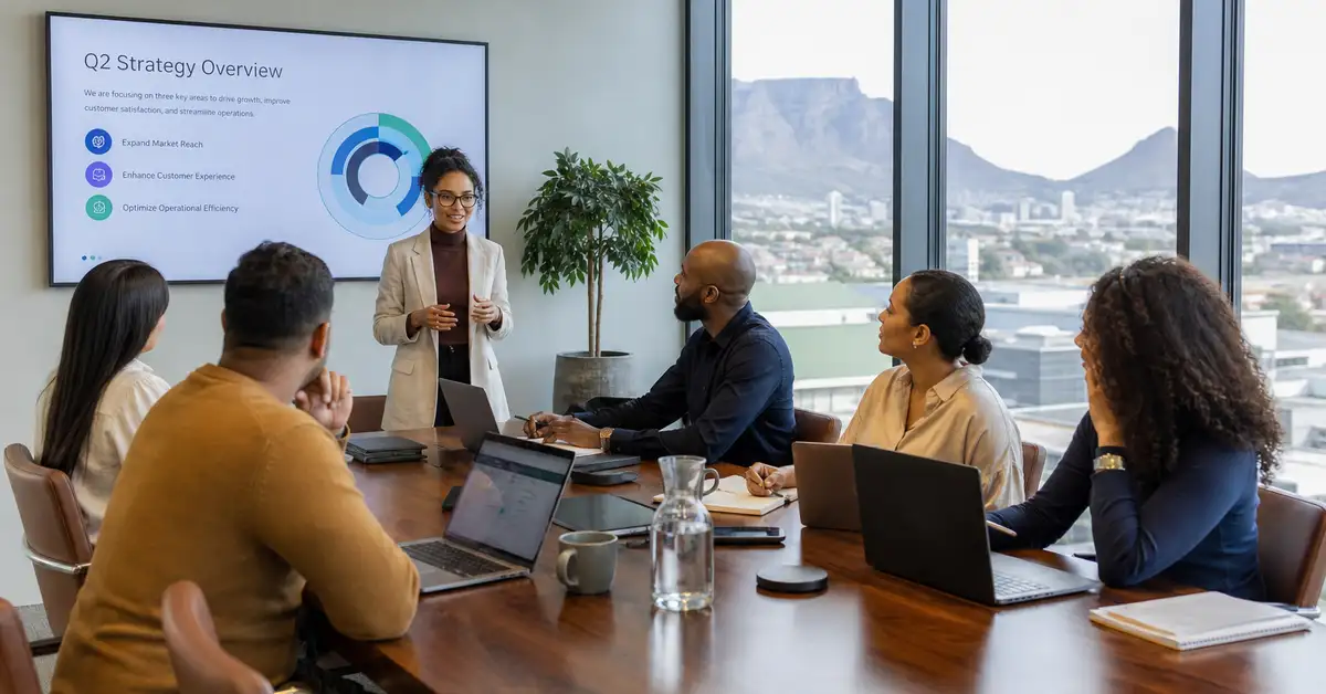 Professional team meeting in Cape Town South Africa modern office