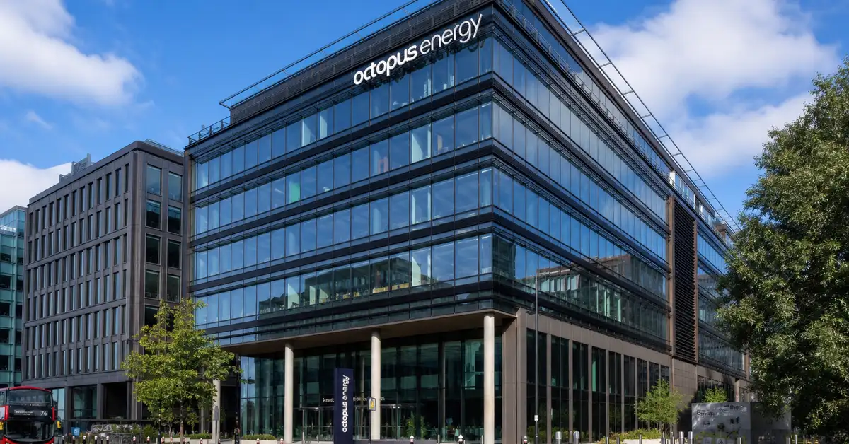 Modern commercial office building representing UK energy technology company